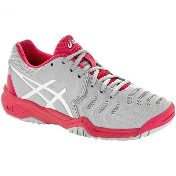 ASICS GEL-Resolution 7 Junior Glacier Grey/White/Rogue Red: ASICS Junior Tennis Shoes