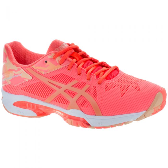 ASICS GEL-Solution Speed 3: ASICS Women's Tennis Shoes LE Flash Coral/Canteloupe