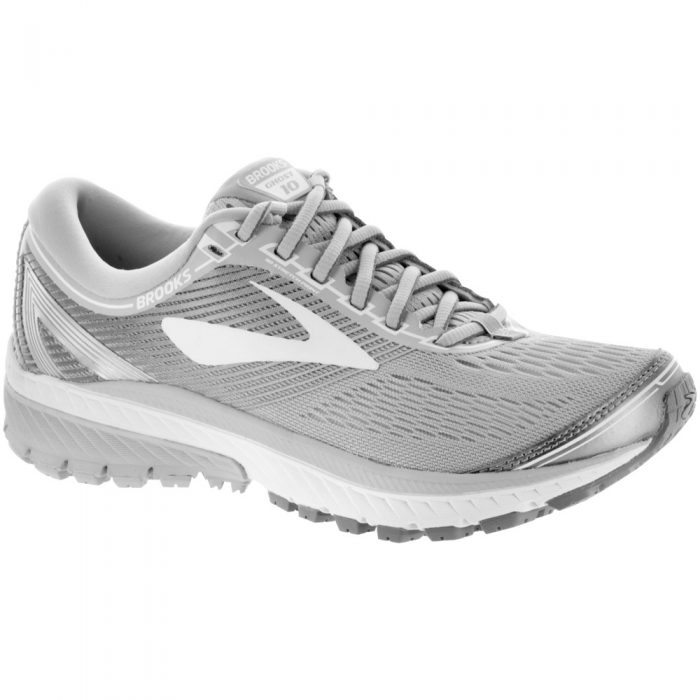 Brooks Ghost 10: Brooks Women's Running Shoes Microchip/White/Metallic Charcoal