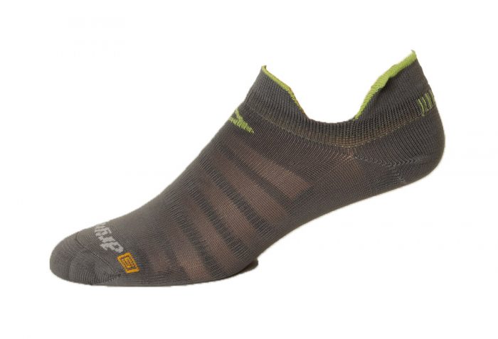 Drymax Running Hyper Thin No Show Double Tab Socks - anthracite/lime, small