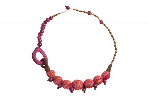 Faire Collection Fabric Necklace - fuchsia, 18-20"
