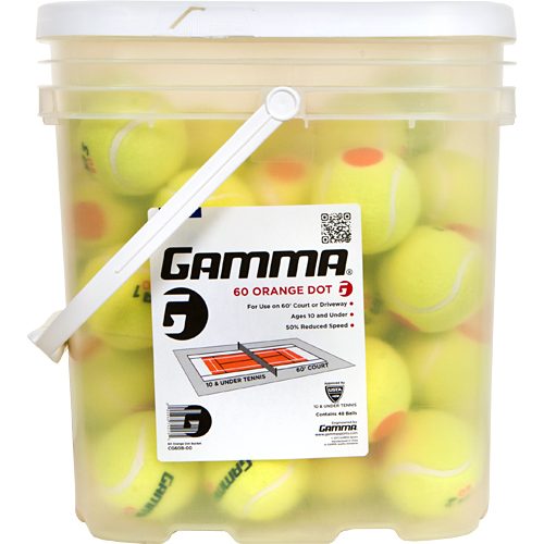Gamma 60 Orange Dot 48 Ball Bucket: Gamma Tennis Balls