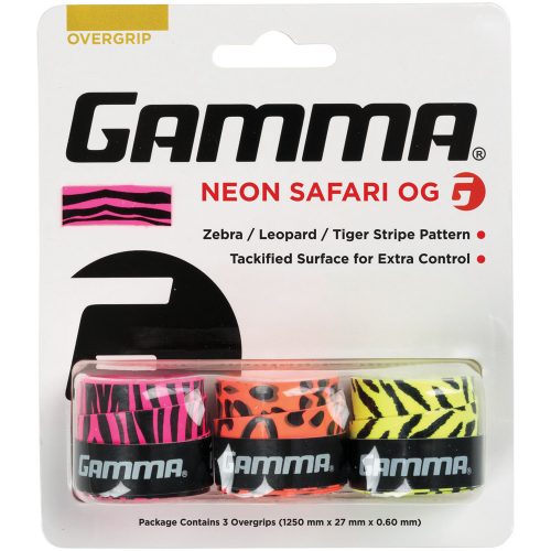 Gamma Neon Safari Overgrip 3 Pack: Gamma Tennis Overgrips