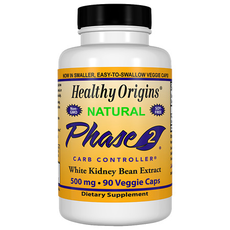 Healthy Origins Phase 2, White Kidney Bean Extract 500 mg, Capsules - 90 ea
