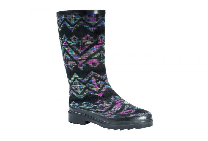 MUK LUKS Anabelle Rain Boots - Women's - geo space dye black, 6