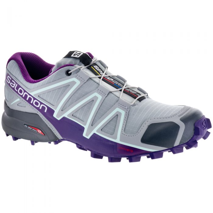 Salomon Speedcross 4: Salomon Women's Running Shoes Quarry/Acai/Fair Aqua