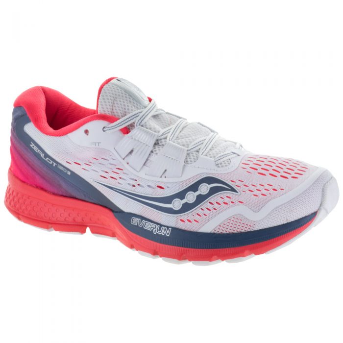 Saucony Zealot ISO 3: Saucony Women's Running Shoes White/Grey/ViZi Red