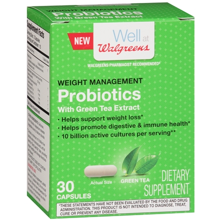 Walgreens Weight Management Probiotics with Green Tea Extract Capsules - 30 ea