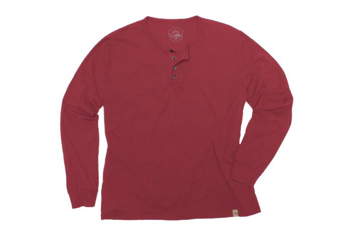 Wilder & Sons Classic Henley Long Sleeve Shirt - Men's - burgundy, small