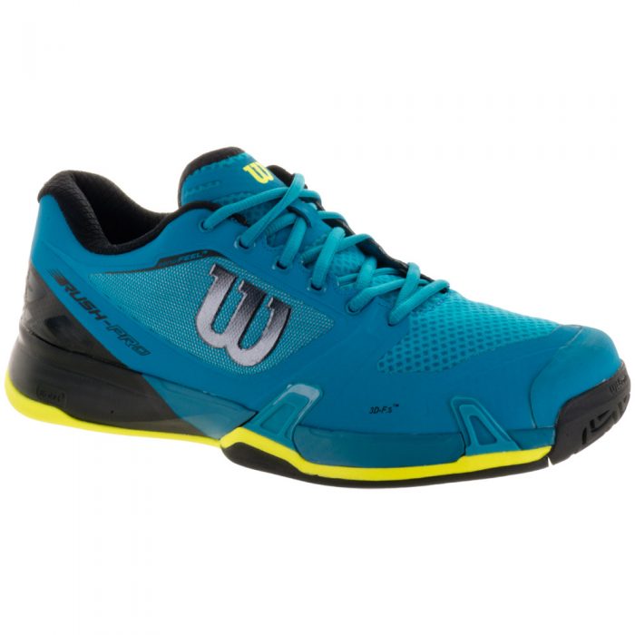 Wilson Rush Pro 2.5 Enamel: Wilson Men's Platform Tennis Shoes Blue/Black/Safety Yellow