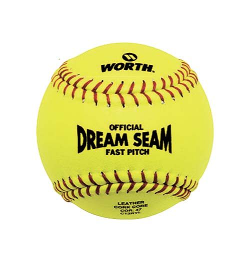 11" Yellow Leather Fast Pitch Softballs from Worth - 1 Dozen