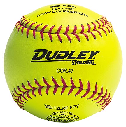 12" Spalding SB12L Cork Center .47 COR ASA Yellow Softballs from Dudley - (One Dozen)