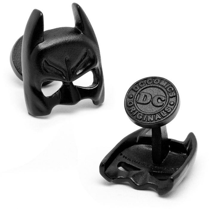 3-D Classic Batman Mask Satin Black Cuff Links - 1 Pair