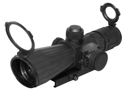4x32 Rifle Scope Rubber Compact With Red Laser/Blue Illumination/P4 Sniper/Green Lens/Quick Release