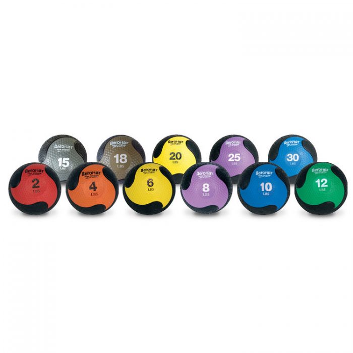 AeroMat 35869 25 lbs Elite Deluxe Medicine Ball Low Bounce - Black with Purple