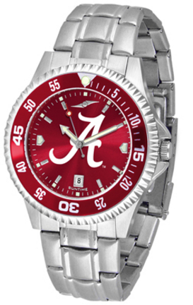 Alabama Crimson Tide Competitor AnoChrome Men's Watch with Steel Band and Colored Bezel
