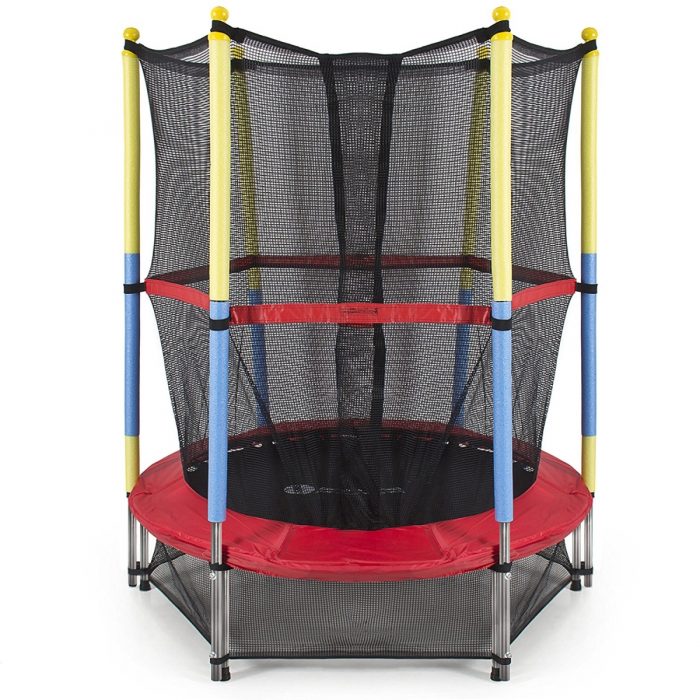 Aleko TRP55-UNB 55 in. Mini Exercise Trampoline for Kids with Safety Net Black & Red