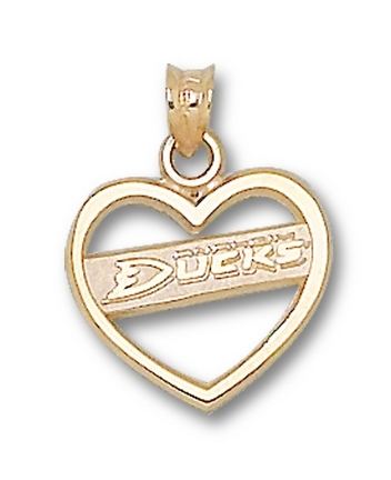 Anaheim Ducks New Logo Heart Pendant - 10KT Gold Jewelry