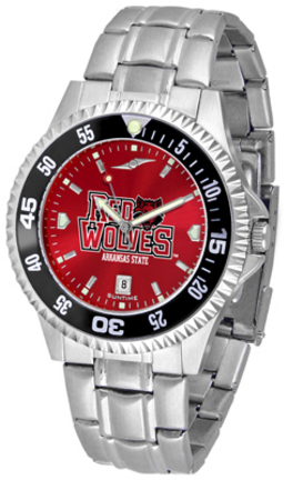 Arkansas State Red Wolves Competitor AnoChrome Men's Watch with Steel Band and Colored Bezel