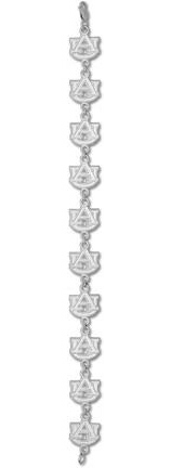 Auburn Tigers "AU" 3/8" 7.5" Bracelet - Sterling Silver Jewelry