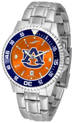 Auburn Tigers Competitor AnoChrome Men's Watch with Steel Band and Colored Bezel