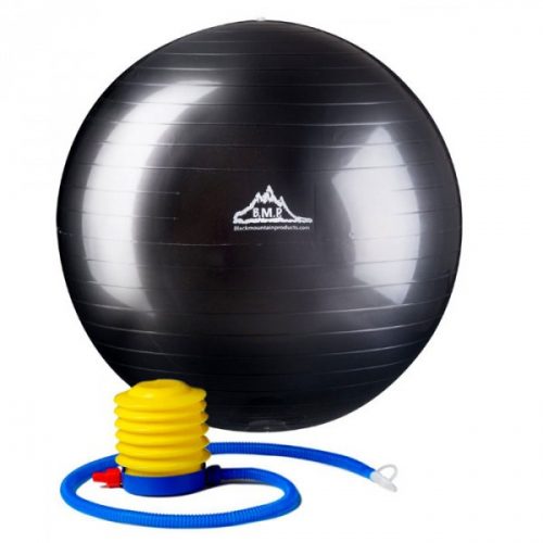 Black Mountain Products 55cm Black Gym Ball 55 cm. Static Strength Exercise Stability Ball Black
