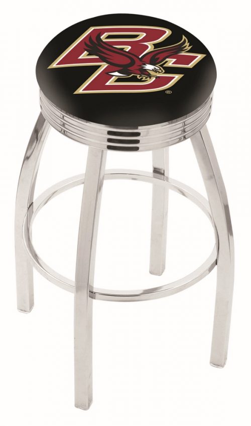 Boston College Eagles (L8C3C) 25" Tall Logo Bar Stool by Holland Bar Stool Company (with Single Ring Swivel Chrome Solid Welded Base)
