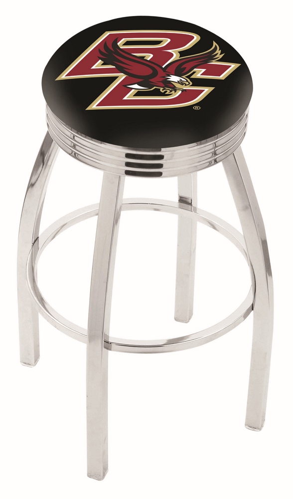 Boston College Eagles (L8C3C) 30" Tall Logo Bar Stool by Holland Bar Stool Company (with Single Ring Swivel Chrome Solid Welded Base)