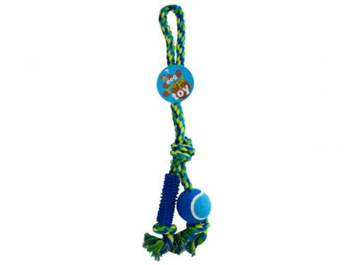 Bulk Buys OC433-8 Dog Rope Toy With Ball and Rubber Spikes
