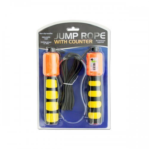 Bulk Buys OF360 Jump Rope with Counter & Non-slip Handles - Black Yellow Blue Orange