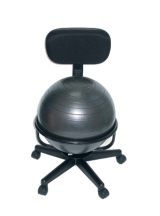 Cando Mobile Exercise Ball Chair with Back - Metal (Without Arms)
