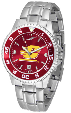Central Michigan Chippewas Competitor AnoChrome Men's Watch with Steel Band and Colored Bezel