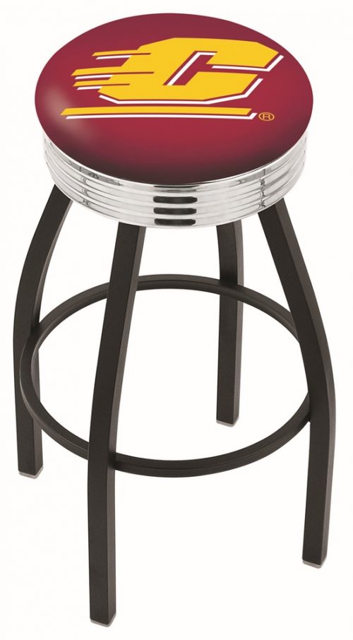 Central Michigan Chippewas (L8B3C) 30" Tall Logo Bar Stool by Holland Bar Stool Company (with Single Ring Swivel Black Solid Welded Base)