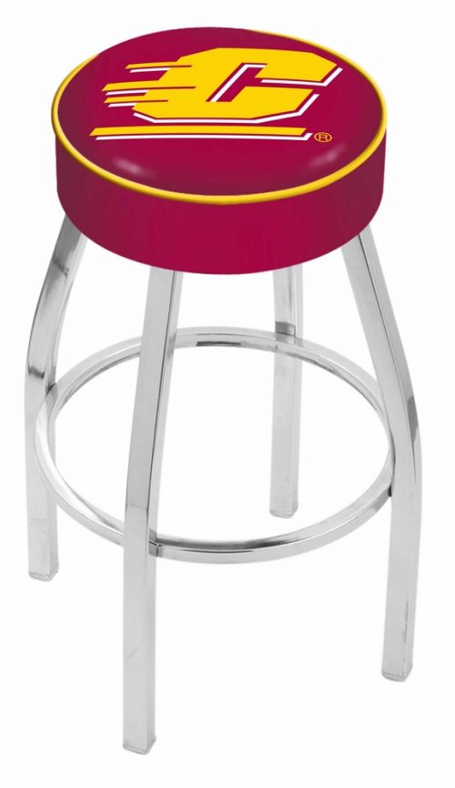Central Michigan Chippewas (L8C1) 30" Tall Logo Bar Stool by Holland Bar Stool Company (with Single Ring Swivel Chrome Solid Welded Base)