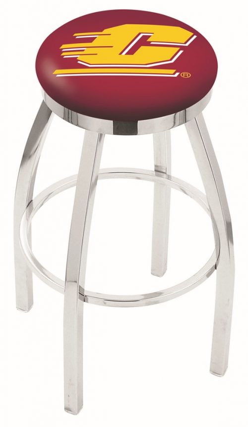 Central Michigan Chippewas (L8C2C) 25" Tall Logo Bar Stool by Holland Bar Stool Company (with Single Ring Swivel Chrome Solid Welded Base)