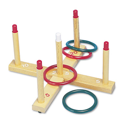 Champion Sport QS1 Ring Toss Set Plastic-Wood Assorted Colors 4 Rings-5 Pegs-Set