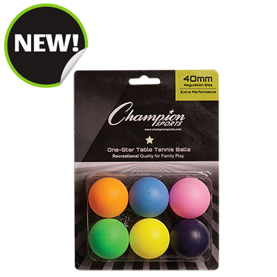 Champion Sports 1STAR6MP 8 x 5.75 x 1.5 in. 1 Star Table Tennis Multicolor - 6 per Pack