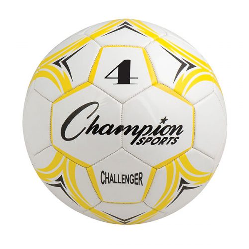 Champion Sports CH4YL Challenger Series Soccer Ball Yellow & White - Size 4