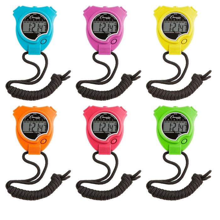 Champion Sports CHS910NSET Stop Watch Neon - Pack of 6