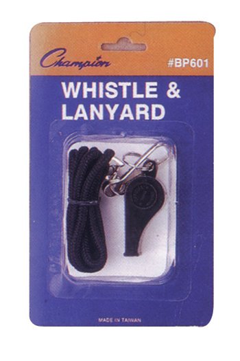 Champion Sports CHSBP601 Plastic Whistle And Lanyard Set