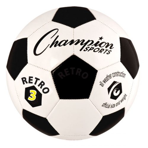 Champion Sports RETRO3 Retro Soccer Ball Black & White - Size 3