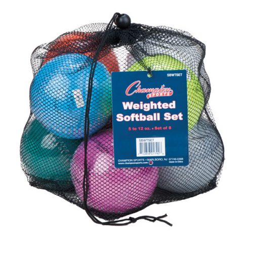 Champion Sports SBWTSET 12 in. Weighted Training Softball Set Multi color - Set of 8
