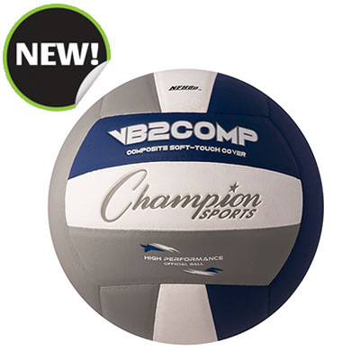 Champion Sports VB2GB 8.25 in. VB Pro Comp Series Volleyball - Gray Blue & White