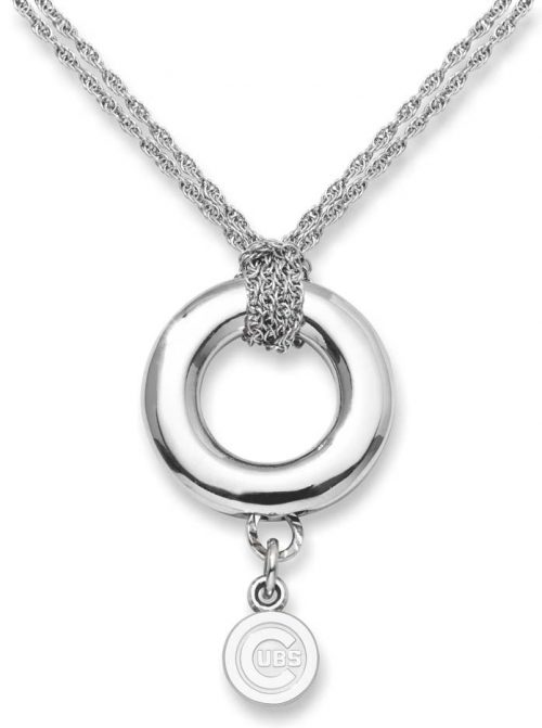 Chicago Cubs 3/8" Logo Sterling Silver Halo Necklace