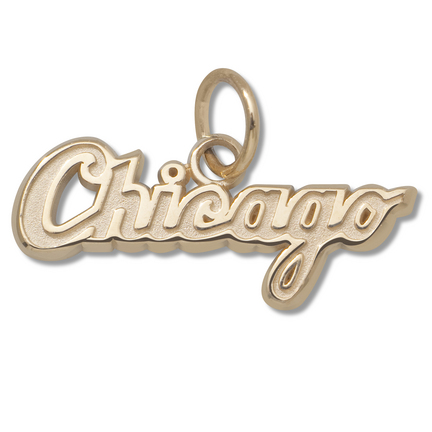 Chicago White Sox 1/4" Script "Chicago" Charm - 14KT Gold Jewelry