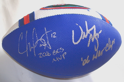 Chris Leak and Urban Meyer Autographed Football with "2006 BCS MVP" and "06 NAT CHAMPS" Inscriptions