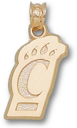 Cincinnati Bearcats 5/8" Solid "C Paw" Pendant - 10KT Gold Jewelry