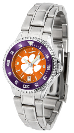 Clemson Tigers Competitor AnoChrome Ladies Watch with Steel Band and Colored Bezel