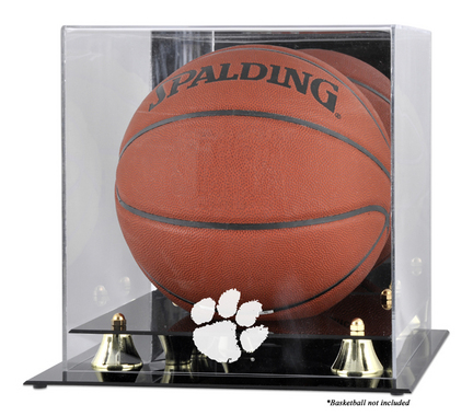 Clemson Tigers Golden Classic Logo Basketball Display Case with Mirror Back