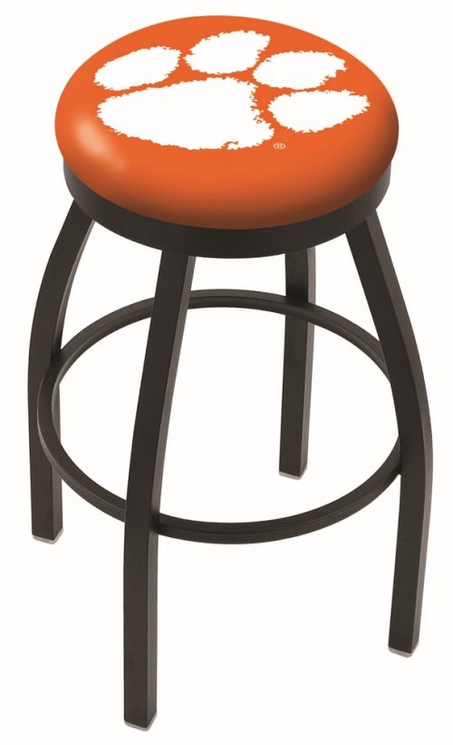 Clemson Tigers (L8B2B) 30" Tall Logo Bar Stool by Holland Bar Stool Company (with Single Ring Swivel Black Solid Welded Base)